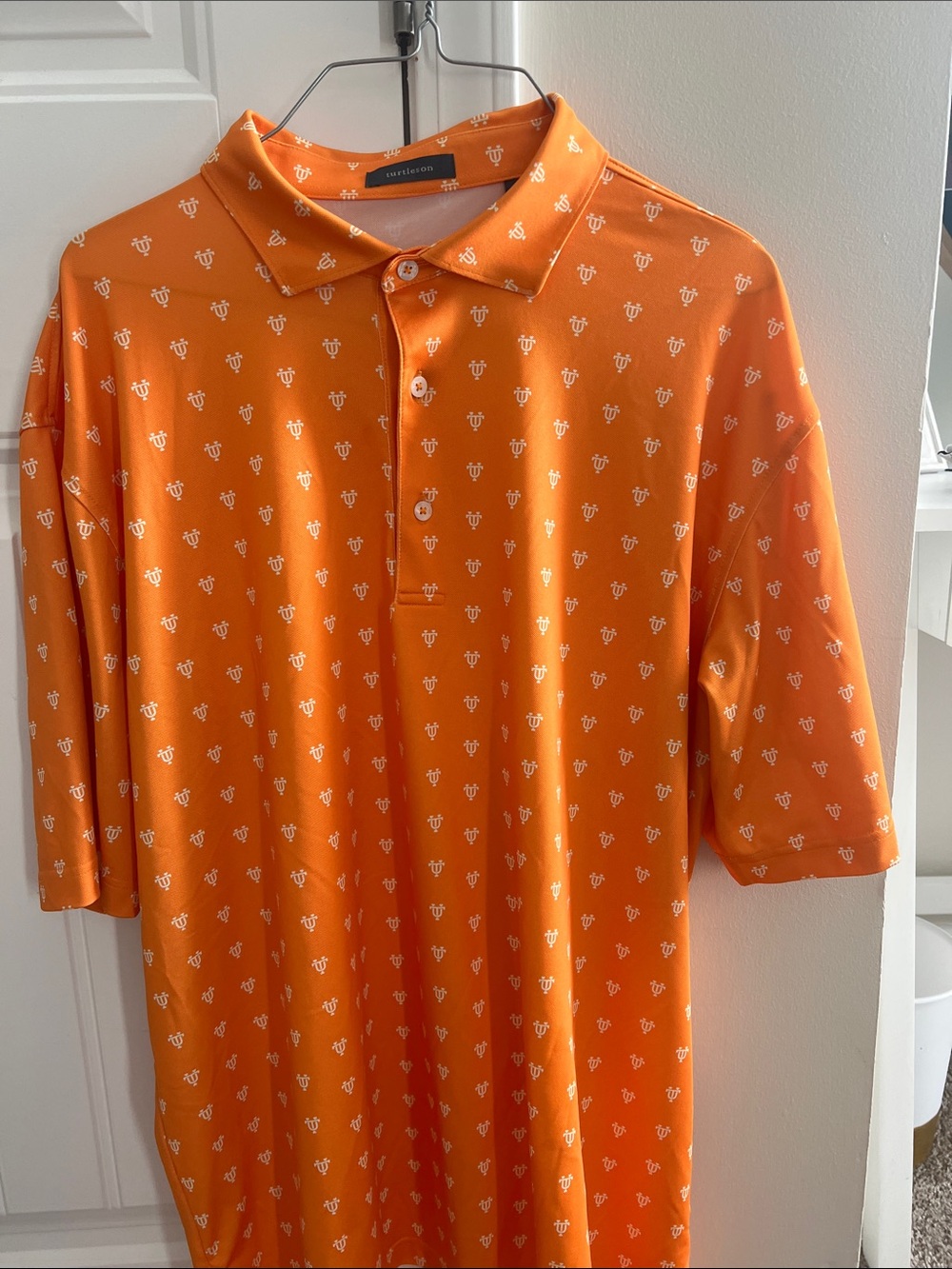 Turtleson Tennessee Orange Printed Polo Shirt with Subtle Motif - Men's